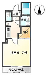 Ｐａｌｄｅａ　Ｓ（パルディア　エス） 1階1Kの間取り