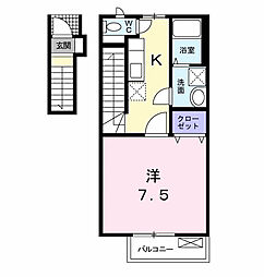 メゾンフド− 2階1Kの間取り