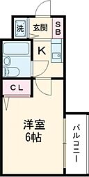 ウインベルソロ梅ヶ丘 3階1Kの間取り