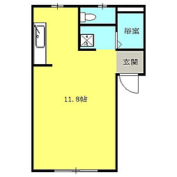 アネックス1 1階1Kの間取り