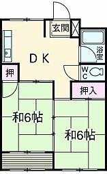 アイティーオービル 4階2DKの間取り