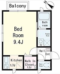 JR京浜東北・根岸線 川口駅 徒歩28分の賃貸アパート 1階1Kの間取り