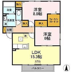 マノワールB 2LDKの間取図画像