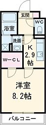 JR関西本線 蟹江駅 徒歩7分の賃貸マンション 1階1Kの間取り