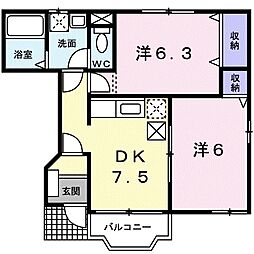 アヴニール・2 2DKの間取図画像