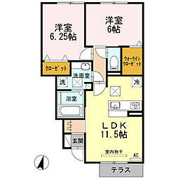 近鉄名古屋線 近鉄蟹江駅 徒歩18分の賃貸アパート 1階2LDKの間取り