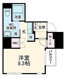 Ｃｏｍｆｏｒｔささしまライブ 4階ワンルームの間取り
