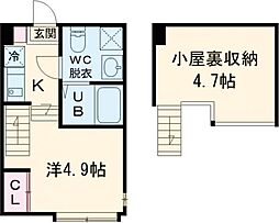 東武伊勢崎線 五反野駅 徒歩8分の賃貸アパート 2階ワンルームの間取り