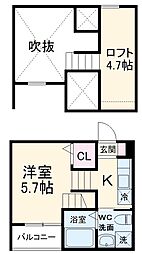 JR東海道本線 尾頭橋駅 徒歩10分の賃貸アパート 1階ワンルームの間取り