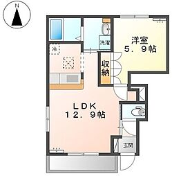 マーチ　ブラウンI 1階1LDKの間取り