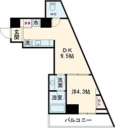 東急池上線 雪が谷大塚駅 徒歩3分の賃貸マンション 2階1DKの間取り