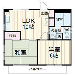 埼玉高速鉄道 川口元郷駅 徒歩18分の賃貸マンション 2階2LDKの間取り