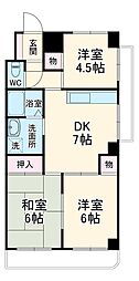JR京浜東北・根岸線 川口駅 徒歩14分の賃貸マンション 3階3DKの間取り