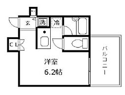 シンシア三田慶大前 5階ワンルームの間取り