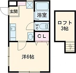 JR埼京線 十条駅 徒歩16分の賃貸アパート 2階1Kの間取り