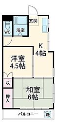 JR京浜東北・根岸線 山手駅 徒歩12分の賃貸マンション 2階2Kの間取り