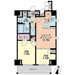 JR京浜東北・根岸線 赤羽駅 徒歩7分の賃貸マンション 9階2LDKの間取り