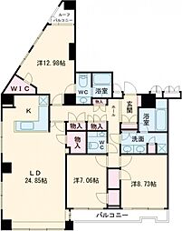 ＬａＳａｎｔｅ池田山 18階3LDKの間取り