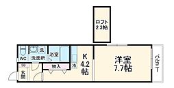 アンバーレジデンス 1階1Kの間取り