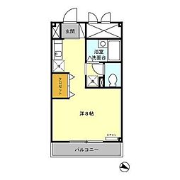 プリムローズ 2階ワンルームの間取り