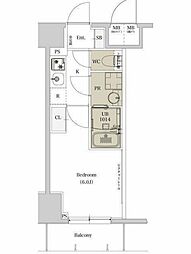 エスタート品川戸越II 6階1Kの間取り