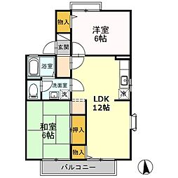 エステートＪＵＮ 1階2LDKの間取り