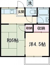 コーポ田中 2階2Kの間取り