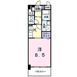 東武伊勢崎線 東武和泉駅 徒歩9分の賃貸マンション 4階ワンルームの間取り