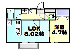 フェリーチェ 1階1LDKの間取り