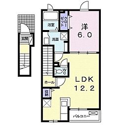 ルーラル朝倉B 1LDKの間取図画像