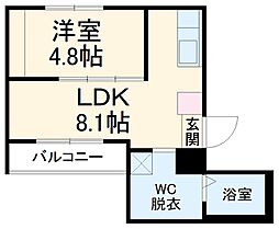 HK2east 1LDKの間取図画像