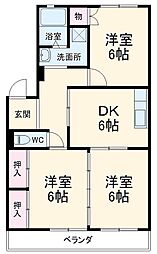 JR東海道本線 東刈谷駅 徒歩13分の賃貸マンション 3階3DKの間取り