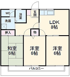 アルシェ 2階3DKの間取り