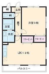 JR東海道本線 尾頭橋駅 徒歩13分の賃貸マンション 3階1LDKの間取り