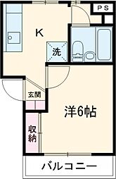秋元第2ビル 4階1Kの間取り