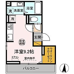 ＲＡＦＡＬＥーＥＲＩ 2階ワンルームの間取り