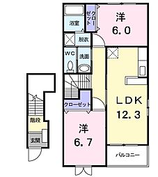 ピレーヌ・ビラ 2LDKの間取図画像