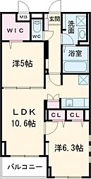 ドエル・コンフォート 2LDKの間取図画像