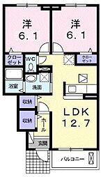 ＰＡＬＡＺＺＯ　みどりのI 1階2LDKの間取り
