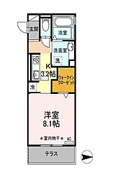 ＷＩＮＧ　ＫＡＳＵＧＡＩ 3階1Kの間取り