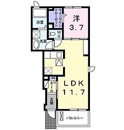 JR高崎線 高崎駅 3.1kmの賃貸アパート 1階1LDKの間取り