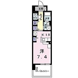 オーシャンスカイ ワンルームの間取図画像