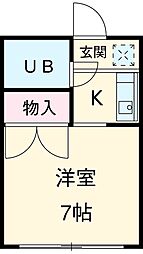 的場アパート平塚 1Kの間取図画像
