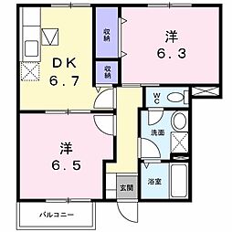 グレイスコート 2DKの間取図画像