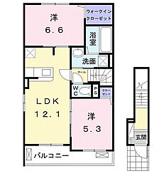 サングレイスA 2LDKの間取図画像