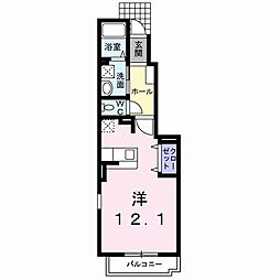 オルテンシア ワンルームの間取図画像