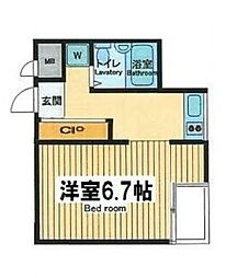 町田リバーサイドハウス ワンルームの間取図画像