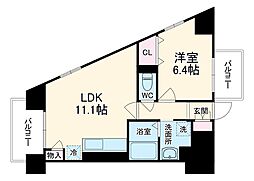 ＳｏｕｔｈｅｒｎＣｒｏｓｓ鵠沼 4階1LDKの間取り