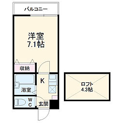 小田急小田原線 町田駅 徒歩10分の賃貸アパート 3階1Kの間取り