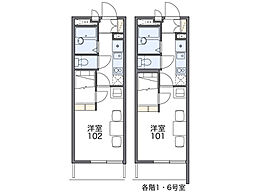 レオパレスゆき2 1Kの間取図画像